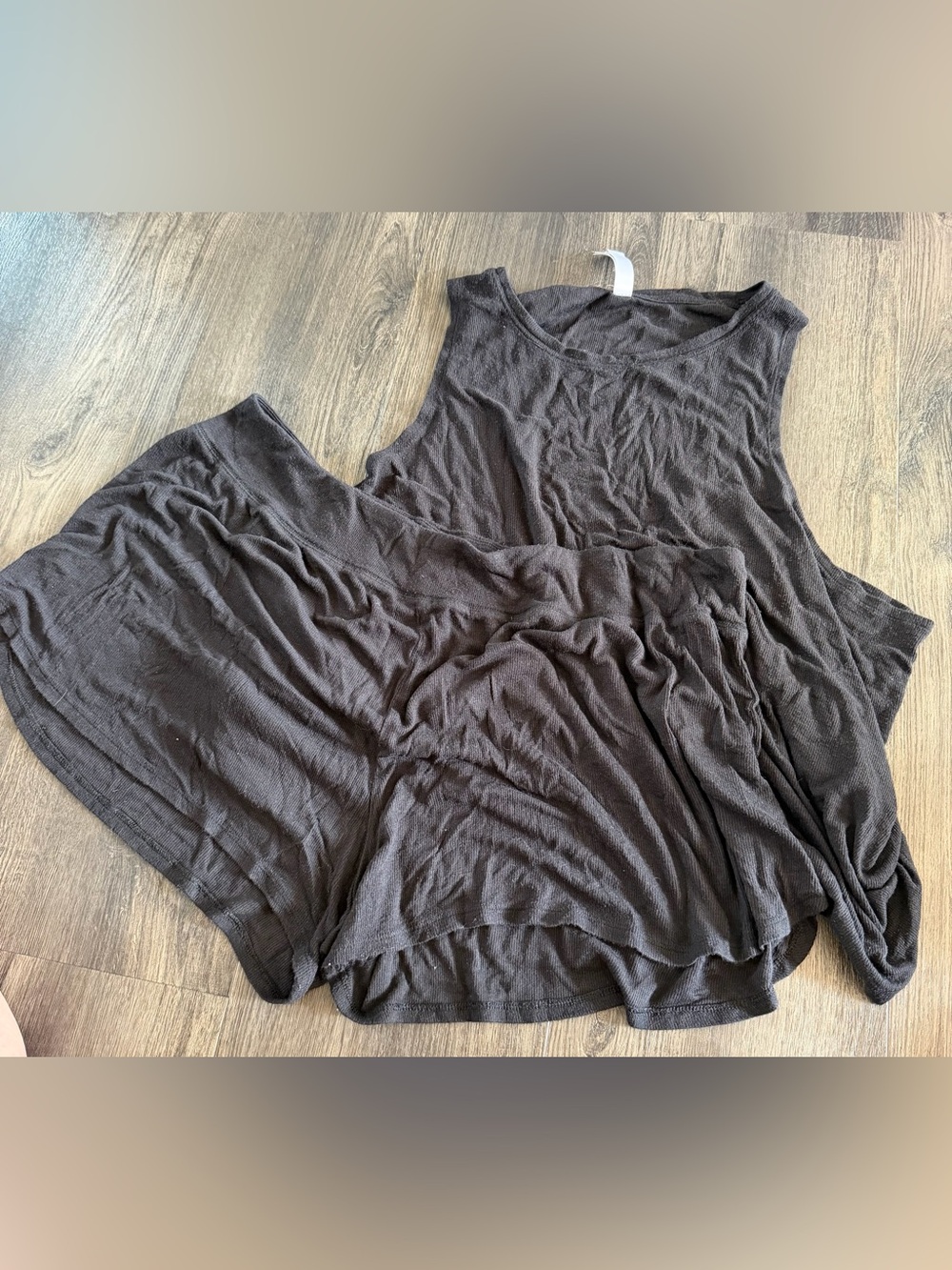 Athleta Black Ribbed Tank Top and Shorts Set